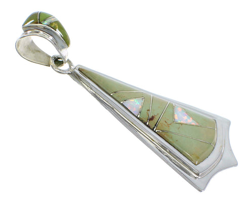 Southwest Turquoise And Opal Inlay Silver Pendant VX55547